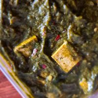 Takeaway saag tofu at Food O'Clock Cafe in Bendigo