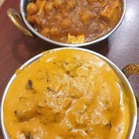 Eggplant coconut curry & chickpea tofu curry at Food O'Clock Cafe in Bendigo