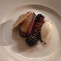"love or hate" with black olive chocolate, marmite caramac, and coffee caramel at Chef Liam Penn in Bristol