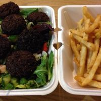 Lebanese salad and fries at D C Cafe in Washington