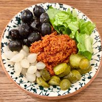 Muhammara bowl at Aqua Restaurant & Bar in Dubai