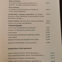 Food Menu at Cafe Josefina in Munich