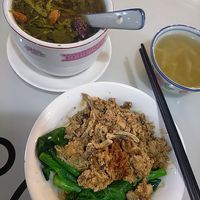 Watercress soup, Mushroom Bak Cho noodles at Peace Vegetarian - Tai Seng in Central Singapore