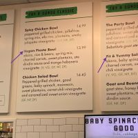 Wall menu: note, 1/3 of ready-made item are vegan at Dùndú in New York City