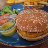 Vegan couscous burger at Augustiner an der Sankt Martinskirche in Landshut