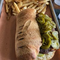 Burger and fries  at Willimantic Brewing and Main Street Cafe in Willimantic