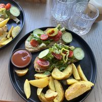 Veggie toast with tahini  at George Bistro 33 in Crete