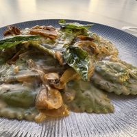 Mushroom ravioli with vegan creamm cheese  at Pontus Restaurant in Zebbug