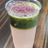 Rose Cardamom matcha lemonade at The Commons Café in Wasilla