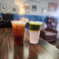 Cold brew and rose matcha lemonade at The Commons Café in Wasilla