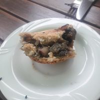 Mushroom-filled bread (inside) at Vege Club Amar in Szczecin