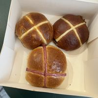 3 different flavours of hot cross buns   at Brotraum in Munich