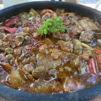 Eggplant, chickpeas in tomato sauce    at Mozaik Bahce in Fethiye