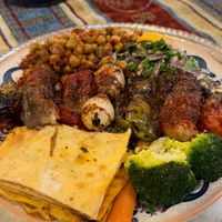 Vegetarian (vegan) kebab plate  at Mozaik Bahce in Fethiye