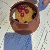 Coconut Panna Cotta with pineapple at Trattoria Senza in Berlin