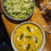 Autumn menu includes some amazing vegan eats: the butternut squash risotto + cavolo nero rigatoni at The Free Press in Cambridge