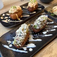 Crispy rice starters (not included in omakase but worth the addition!)  at Bloom Sushi in Lyon