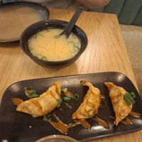 Miso soup and gyozas at Bloom Sushi in Lyon