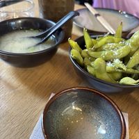 Miso soup and Edamame at Bloom Sushi in Lyon