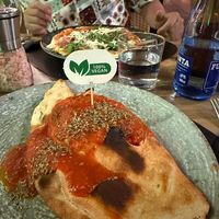 Calzone contadino con mozzarella vegana at La Fuente in Nerja
