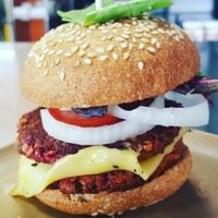 lentil burger at Choices Kitchen in Miami
