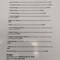 Great menu at Avocado Vegan Cafe in Alpharetta