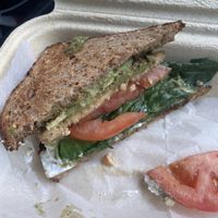 LTA - tempeh, lettuce, tomato, avocado. With mayo and pesto    at Seedz Cafe in St Louis