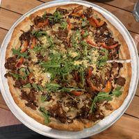 high cheesesteaks pizza!  at Seedz Cafe in St Louis