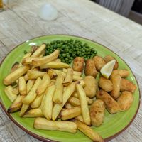 Vegan Scampi and chips at Bank Farm Leisure in Swansea