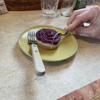 Purple sweet potato cake  at Kitten Company in Kyoto