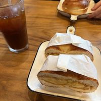 Peanut butter banana bagel, cream cheese bagel  at Brooklyn Bagels in Da Lat