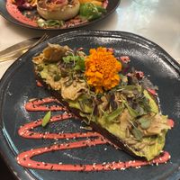 Avo toasty with vegan chicken   at Exotica Brunch in Barcelona