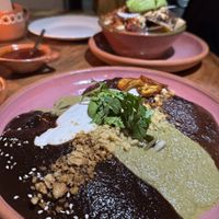 Emboladas pintas- all three moles. My favorite was the mole verde!  at Na Tlali - Reforma in Mexico City