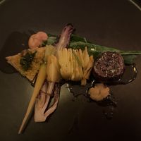 Tofu, Endive, Greens, Potato Mille-feuille, carrot and cauliflower  at Em Carne Viva in Porto