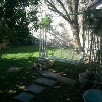 Detail of the relaxing garden at Em Carne Viva in Porto