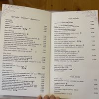 Menu with clearly marked vegan items   at Olympus Gítema in Litochoro