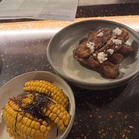 Corn ribs and tempura eggplant, both tasty, good size and vegan.   at Mr. Vain in Fortitude Valley