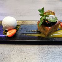 Orange and polenta cake with vanilla ice-cream at Jacobs on the Mall in Cork