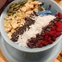 Got the Spirulina blue smoothie bowl. Was delicious!!! at Tasty+ in Okayama