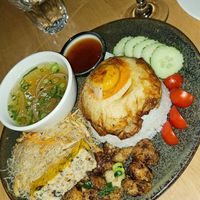 Broken rice with soup extra $$ at Brother Bon in Northcote