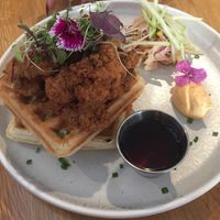 Waffles and fried “chicken” - ace combo! at Brother Bon in Northcote
