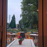 The view from inside the restaurant at The Willow in Bourton-on-the-water