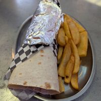 Crunch Sandwich with fries at Shami Cafe in Portland