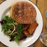 tasty lentils burger  at EZ and Moss in North London