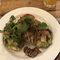 Avo toast and mushrooms at EZ and Moss in North London