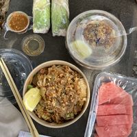 « Beef » pad thai, « chicken » pad thai, spring rolls  at Asia Food in Nice