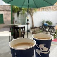 Coffee in the backyard  at Pati de St. Jaume in Mallorca