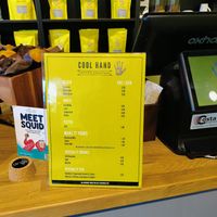 Coffee menu showing 60¢ additional charge for alt milk at Cool Hand Coffee Roasters Grand Canal in County Dublin