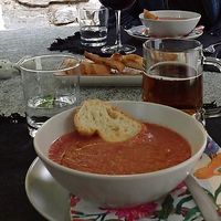 gazpacho for starter at Boutique B&B La Quiete del Bosco  in Mesocco