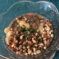 Mung bean soup. Delicious Vegan food oil free upon request.  at Beauty of Sprouts in Sarasota
